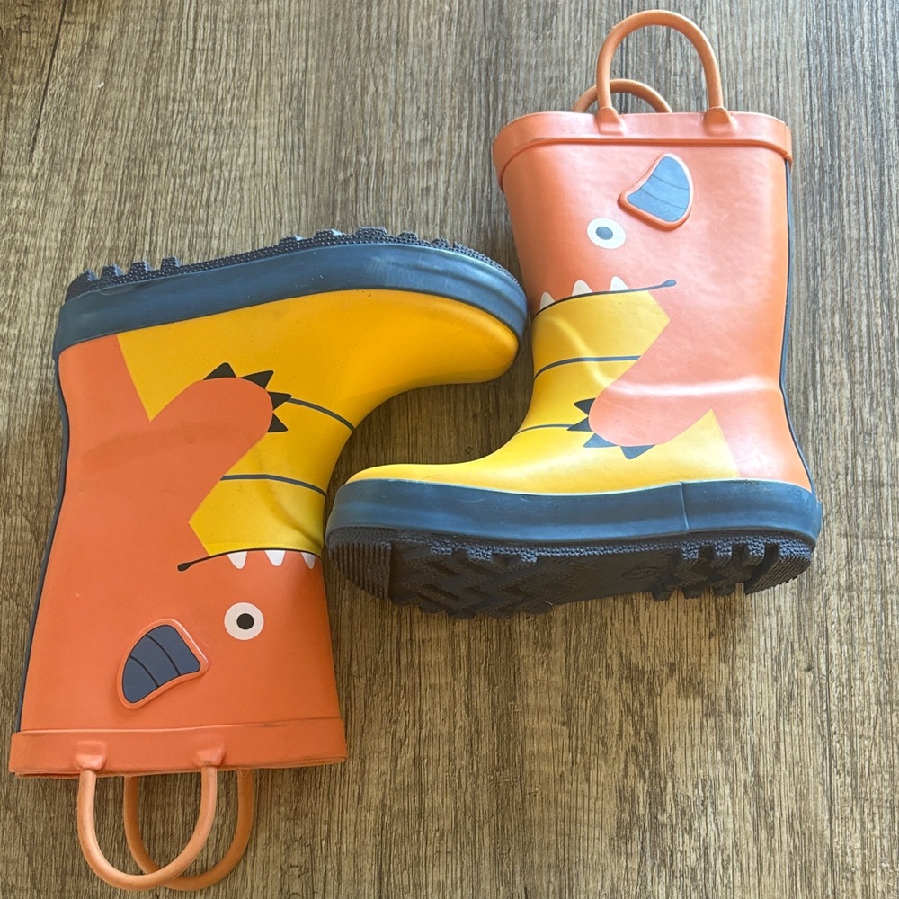 Cat & Jack Orange and Yellow Kids Rain Boots